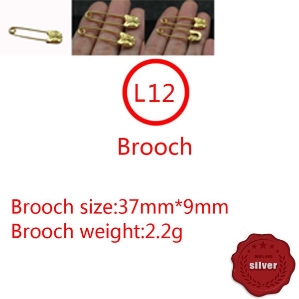 

l12 s925 sterling silver brooch personalized fashion punk hip hop style hair accessories shirt collar pin cross flower letter shape lover gi, Gray