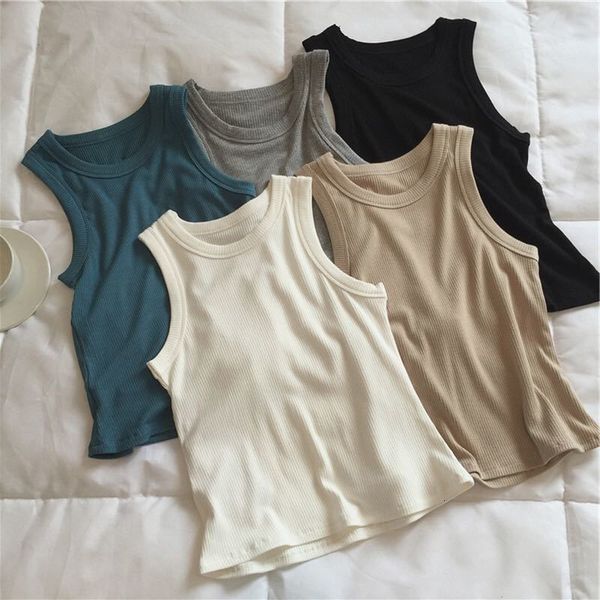 

camisoles tanks 94% cotton women tank ribbed sports gym fashion casual sleeveless tee m30284 230413, Black;white
