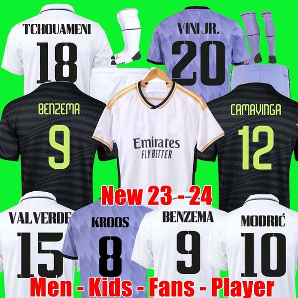 

22 23 24 benzema finals soccer jerseys player fan edition football shirt vini jr camavinga tchouameni real madrids 2022 2023 camiseta men sh, Black;yellow