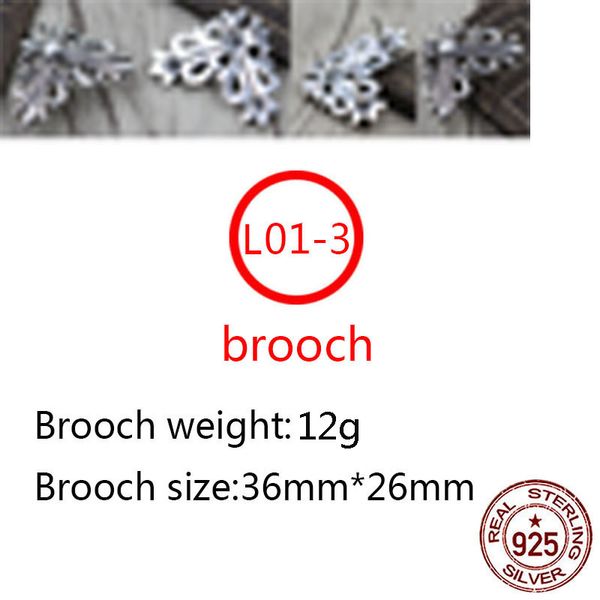 

l01-3 s925 sterling silver brooch personalized fashion punk hip hop style hair ornament hollow cross flower letter shape lover gift, Gray