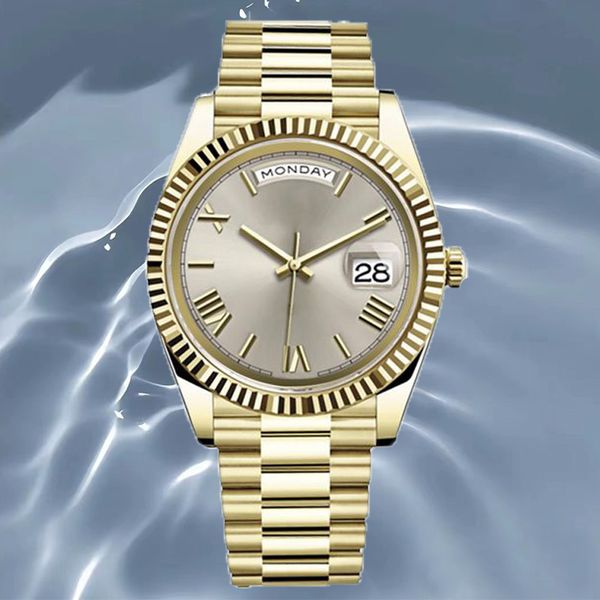 

mens watch movement watches high quality relojes day date 41mm Sapphire waterproof 904L stainless steel women gold watch montre Di Lusso 2836 Automatic movement, V14