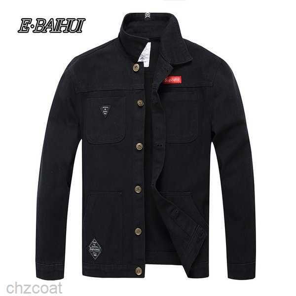 

e-baihui men camouflage denim jacket slim fit camo jean jackets for man trucker coat outerwear size s-4xl lapel neck clot ktod, Black;brown