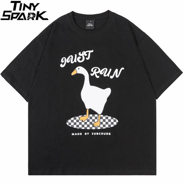 

mens tshirts hip hop streetwear harajuku t shirt duck letter print tshirt men cotton casual tshirt spring summer short sleeve tees 230413, White;black