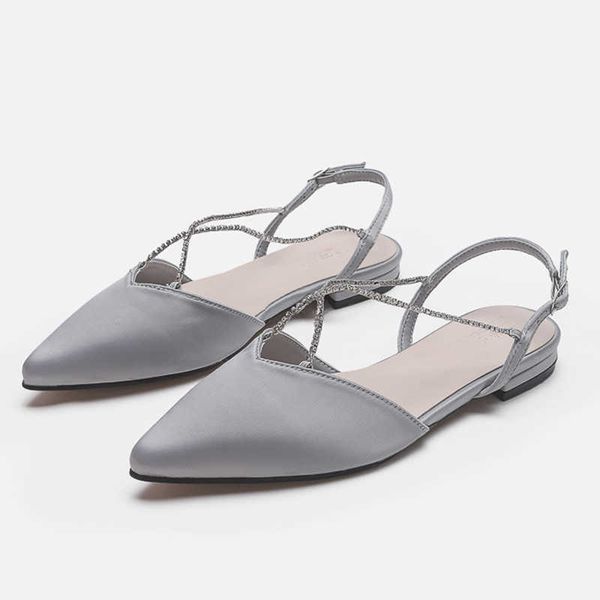 

sandals crystal cross band flat sandals women pointed toe silk party shoes designer back strap chains gladiator sandalias mujer mules, Black