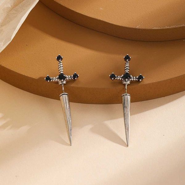 

stud exquisite cross sword studs women men trendy gothic style accessories p230411, Golden;silver