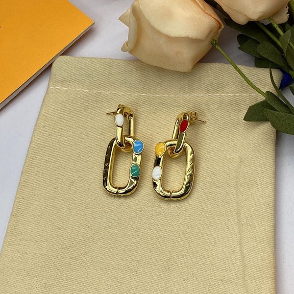 

with box ins brand stud earrings red blue pearl diamond women luxury studs earring 18k gold plated women girls jewelry, Golden;silver