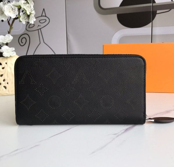 

fashion designer womens wallets luxury zipper purses high-quality perforated flower letter credit card holder ladies long slim money clutch, Red;black