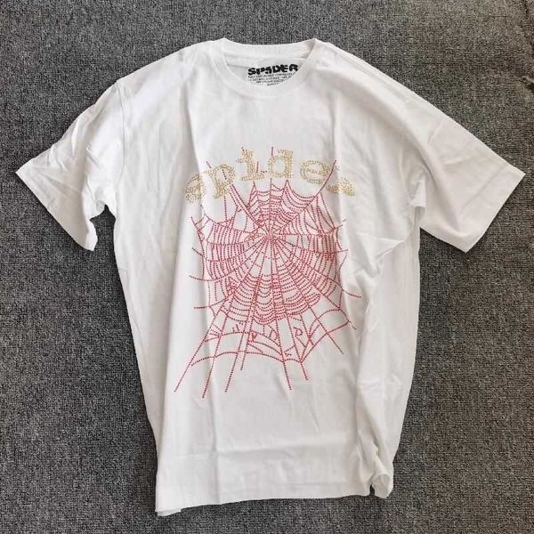 

designer sp5der 555 spider t shirt new fashion men's street fashion spider web print 2d loose short sleeve t-shirt red flash cotton sho, White;black