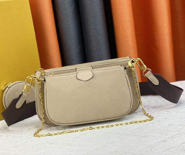 

designer womens shoulder bag luxury favorite chain bags leather 3-piece set fashion mini handbags embossed flowers letters ladies makeup pur