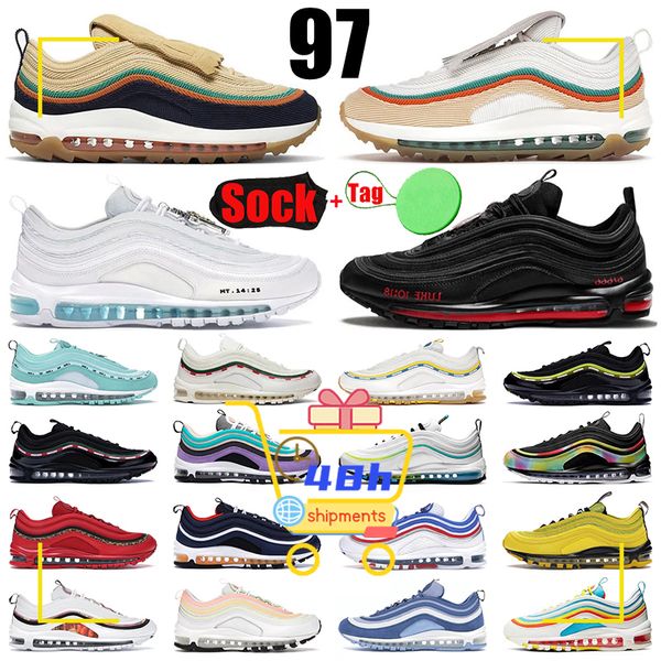 

designer 97 running shoes men women 97s triple black white red leopard pine green sean wotherspoon reflective vintage mosaic royal jesus bre