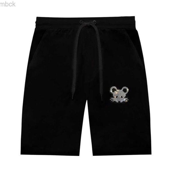 

men's pants casual rhinestone mens womens shorts for summer - high waisted short pants knee length straight jogging running mercerized, Black