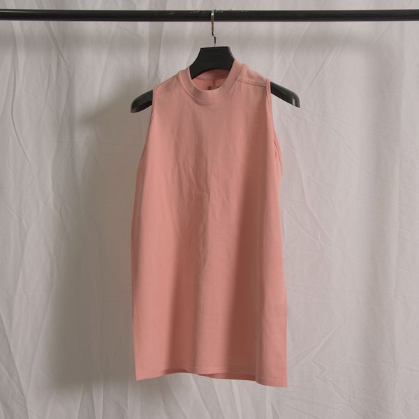 

2023fashion brand rick fashion sleeveless men pink tank owens solid tank cotton sleeveless men hiphop streetwear, White;black