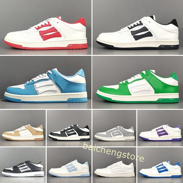 

2023 women skel bones low leather sneakers skeleton designer outdoor sports shoes size36-46 b5, White;red