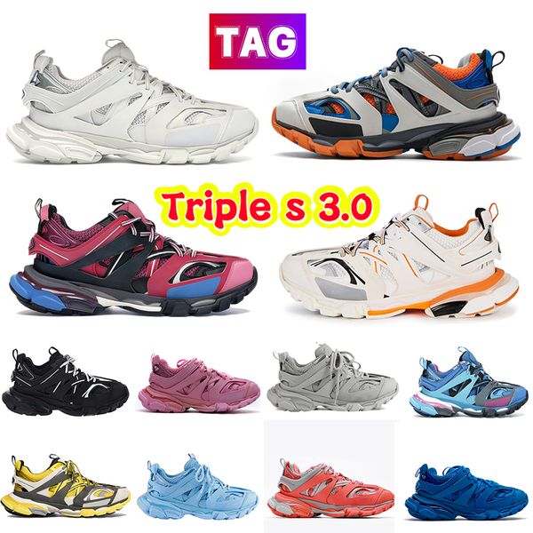 

paris triple s casual shoes triples 3.0 pink white orange deep blue black grey full beige mens sneakers yellow pastel fluo green navy navy t