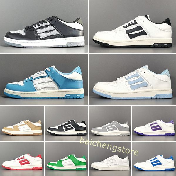 

luxury men skel low sneakers shoes skeleton bones leather trainers skull women mens skateboard walking comfort sports eu35-46 b5, White;red