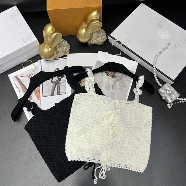 

women tanks camis designer hand-crocheted sleeveless suspender vest floral decoration custom button open temperament designer tank top, White