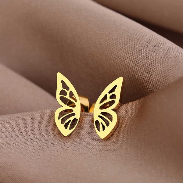 

stud stainless steel earrings 2022 trend new delicate symmetrical butterfly charms fashion stud earrings for women jewelry party gift p23041, Golden;silver