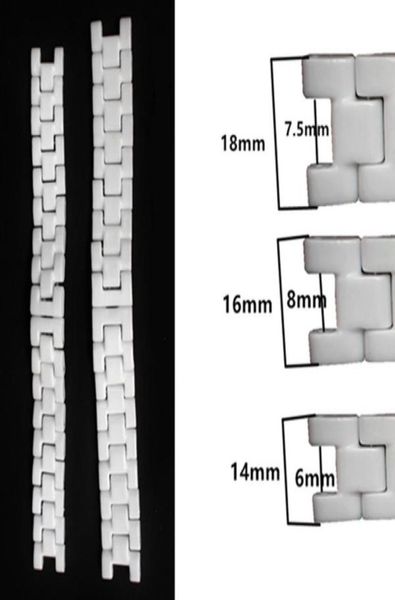 

146mm 168mm 1875mm black white ceramic watch band strap bracelet fit men lady watch2005937, Black;brown