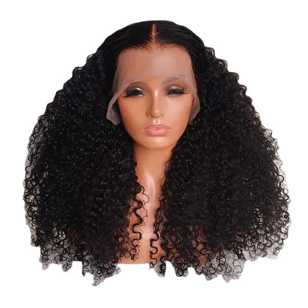 

lace front wig black 26 inches long 180%density glueless kinky curly preplucked with babyhair heat temperature daily cosplay wig, Black;brown