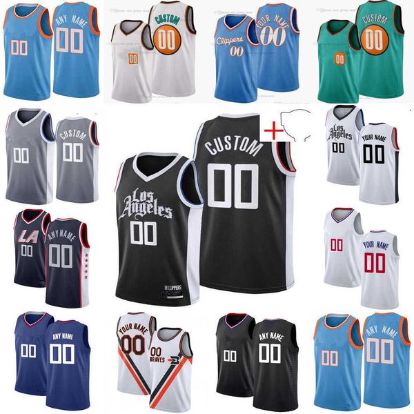 

75th custom men women youth los angeles''clippers''45 keon johnson 5 luke kennard 14 terance mann 17 jason preston baske, Black;red