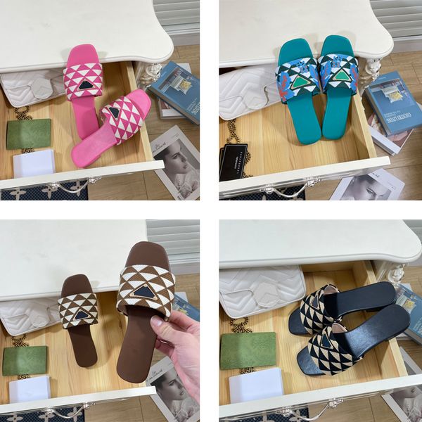 

woman embroidered fabric slides slippers black beige multicolor embroidery mules womens home flip flops casual sandals summer leather flat s