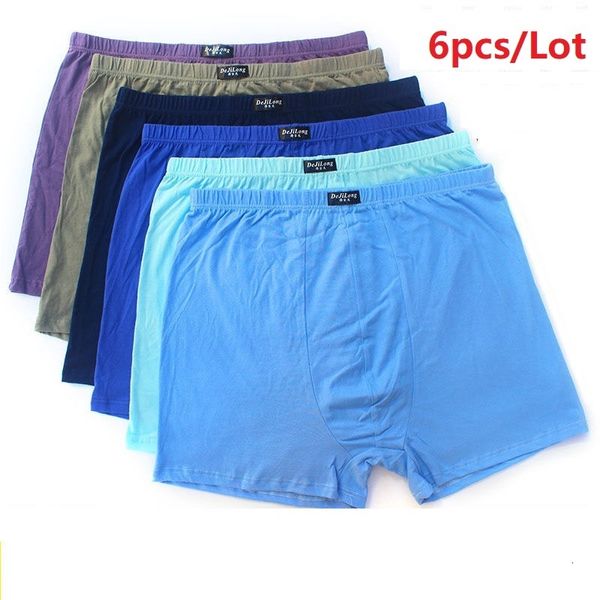 

underpants 6pcs/lot 6xl 5xl high waist 100%cotton underpants men's boxers underwear men loosefour shorts boxers shorts breathable solid, Black;white