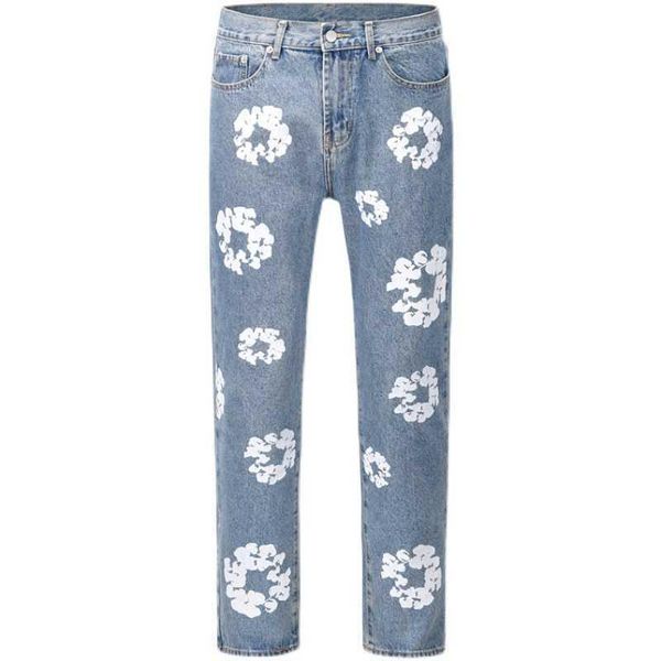 

men's jeans men's jeans designer straight leg trousers kapok printed graffiti vintage loose high street trend men's and women, Blue
