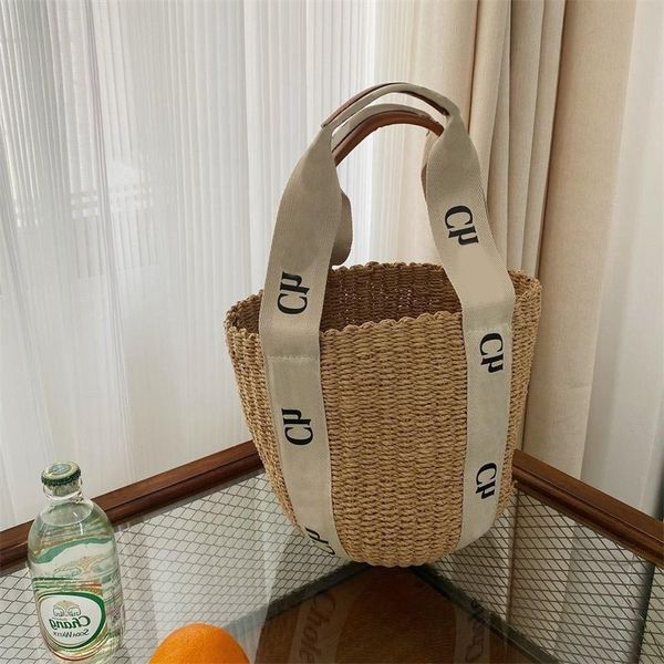 

creative totes bags woody leather decor woody straw bag for teenagers trendy tiktok borse homme large size beige bucket designer handbag cut
