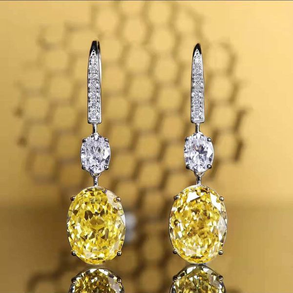 

oval z dangle earring 925 sterling silver party wedding drop earrings for women bridal promise jewelry gift, Golden;silver