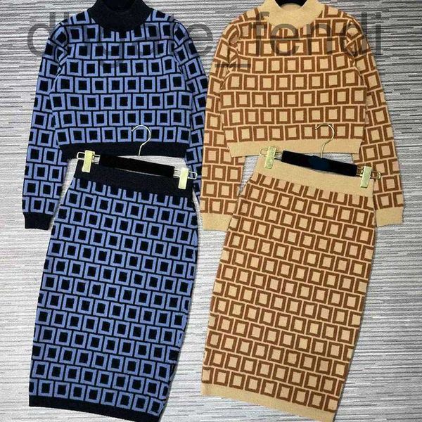 

two piece dress designerwomens two piece dress full letters knitted long sleeve dresses sets for women designer skirts charm ladies slim hip, White