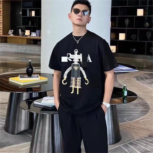

mens t shirts oversized casual man womens loose tees with pra letters print short sleeves cotton embroidery luxury men t shirt size s-4xl.pd, White;black