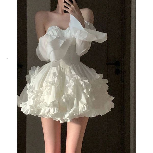 

casual dresses vintage temperament womens summer dress exquisite and unique white tube tutu dress sleeveles dresses for women 230413, Black;gray