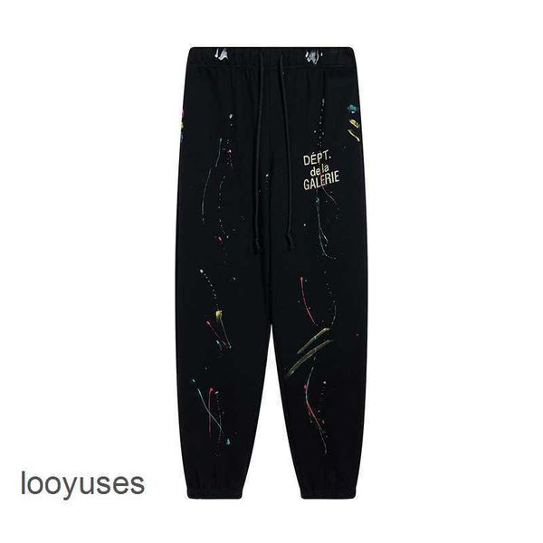 

galleryes dept splash-ink old sport pants pant 2023 hand-painted designer letters prints graffiti pure cotton terry leggings lcyr, Black