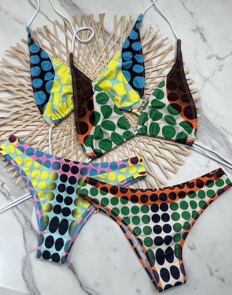 

classics multicolour female swimwear print polka dot bikini sets quality biquinis brazilian two pieces swimsuit women bandage push up beachw, White;black