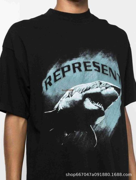 

men's and women's summer fashion t shirt high street brand representative the correct version of shark printed short-sleeved cotto, White;black