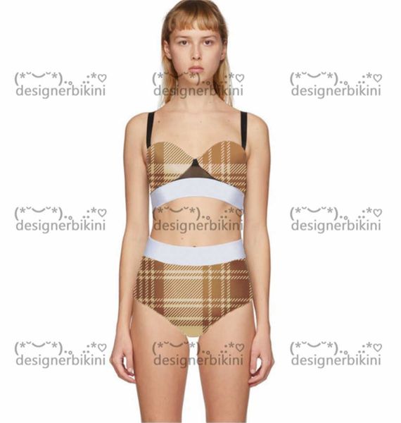 

plaid bikinis padded push up women's designer swimsuits outdoor beach tourism vacation bandage khaki swimwear, White;black