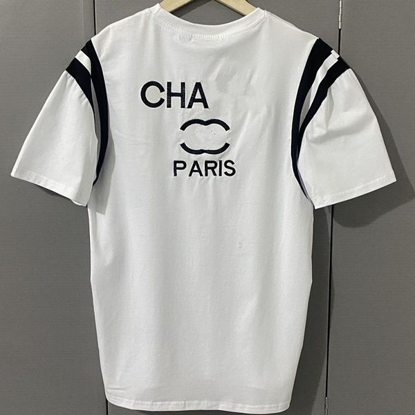 

new advanced version womens t-shirt france trendy clothing 2c letter embroid black and white stitching couple fashion mens womens coach chan, White;black