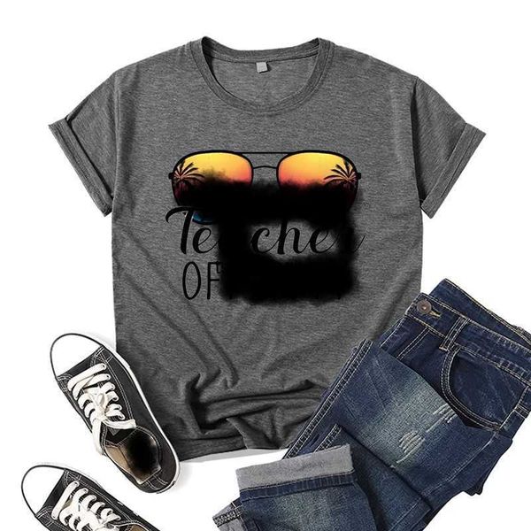 

cloth offs designer sunglasses teacher off duty printed short sleeve t-shirt women's summer loose2x6i, White