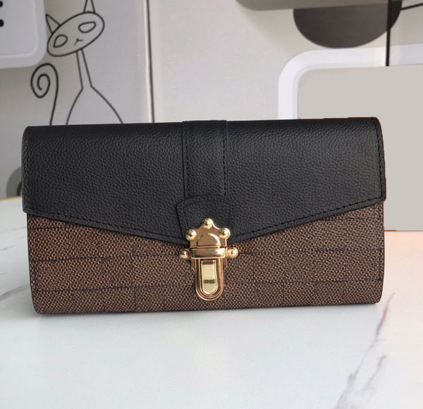 

fashion designer womens wallets luxury clapton plaid purses high-quality brown flower letter credit card holder ladies slim envelope money c, Red;black
