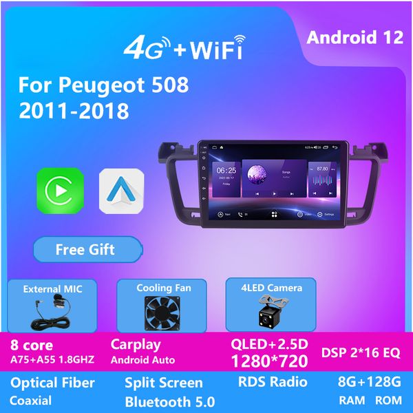 

android video octa core 10 inch touch screen car gps video radio for peugeot 508 2011-2018 dvd player music system