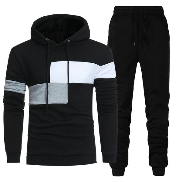 

men's tracksuits men's 2 piece set hoodies pants autumn winter casual fashion sweatshirt sportwear homme streetwear tracksuit over, Gray