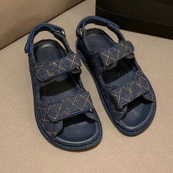 

sandals famous designer women dad sandals designer chunky sport slides platform womens sandale quilted leather denim summer vacation casual, Black