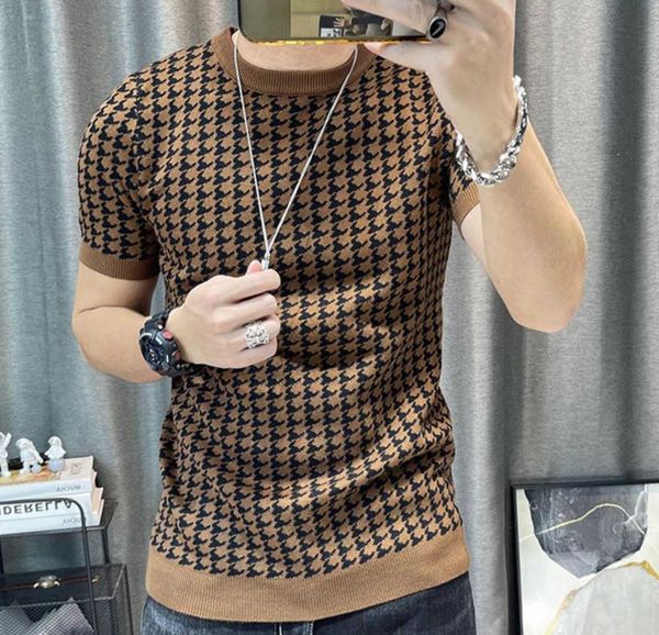 

men's t-shirts multicolor short sleeve knitting t-shirt men slim streetwear contrast t shirt tee homme social club outfits tshirts, White;black