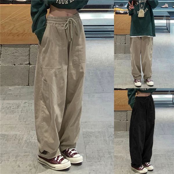 

women's pants capris women casual wide leg cargo pants high waist hippie baggy trousers fashion sweatpants streetwear vintage joggers t, Black;white