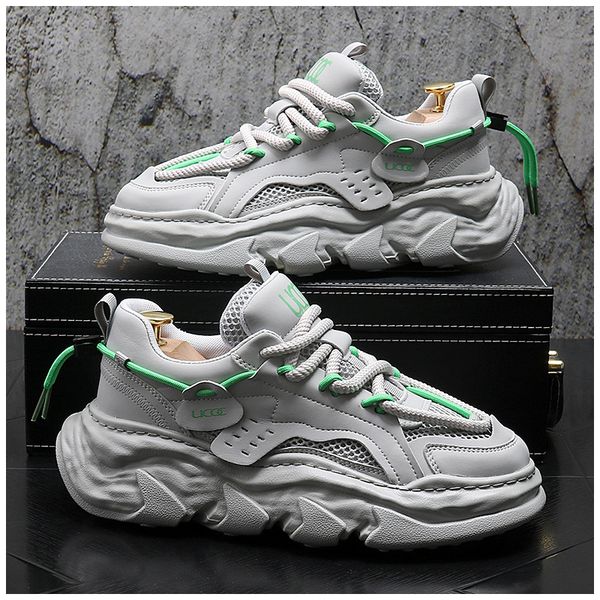 

New Charming Men Showy Green White Casual High Top Flats Male Designer Prom Sneakers Loafers Shoes Zapatos Hombre 2288