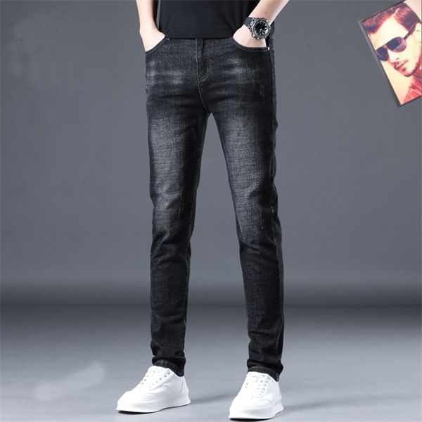 

men's pants mens jeans distressed motorcycle biker jean rock skinny slim ripped hole letter brand hip hop denim pants a1, Black