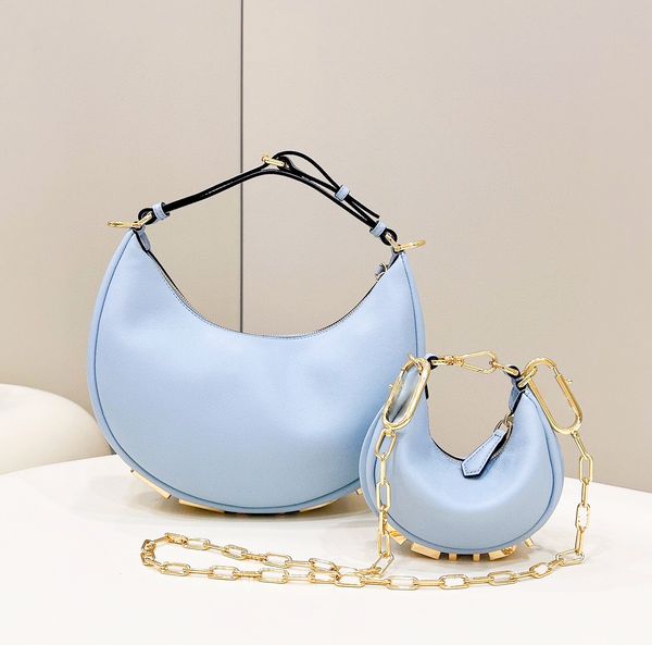 

7a quality luxury clutch designer half moon bags 2sizes womens mens handbags evening genuine leather fashion hobo graphy cross body bag tote