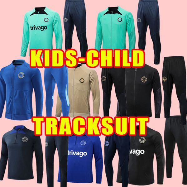 

kids child long sleeve cfc soccer tracksuits sterling cucurella koulibaly ziyech pulisic mount kante havertz werner chilwell 2022 chukwuemek, Black