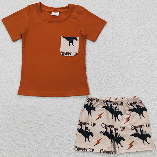 

western style baby boy clothing sets howdy cow horse print cute kids children clothes boys boutique summer outfits wholesale bulk, White