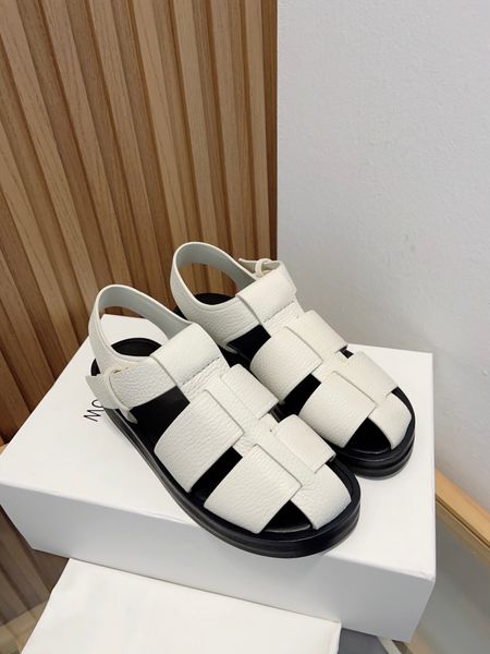 

designer the row sandals french lady leather toe clip square kitten heel luxury casual comfortable outdoor party slippers 5oew, Black